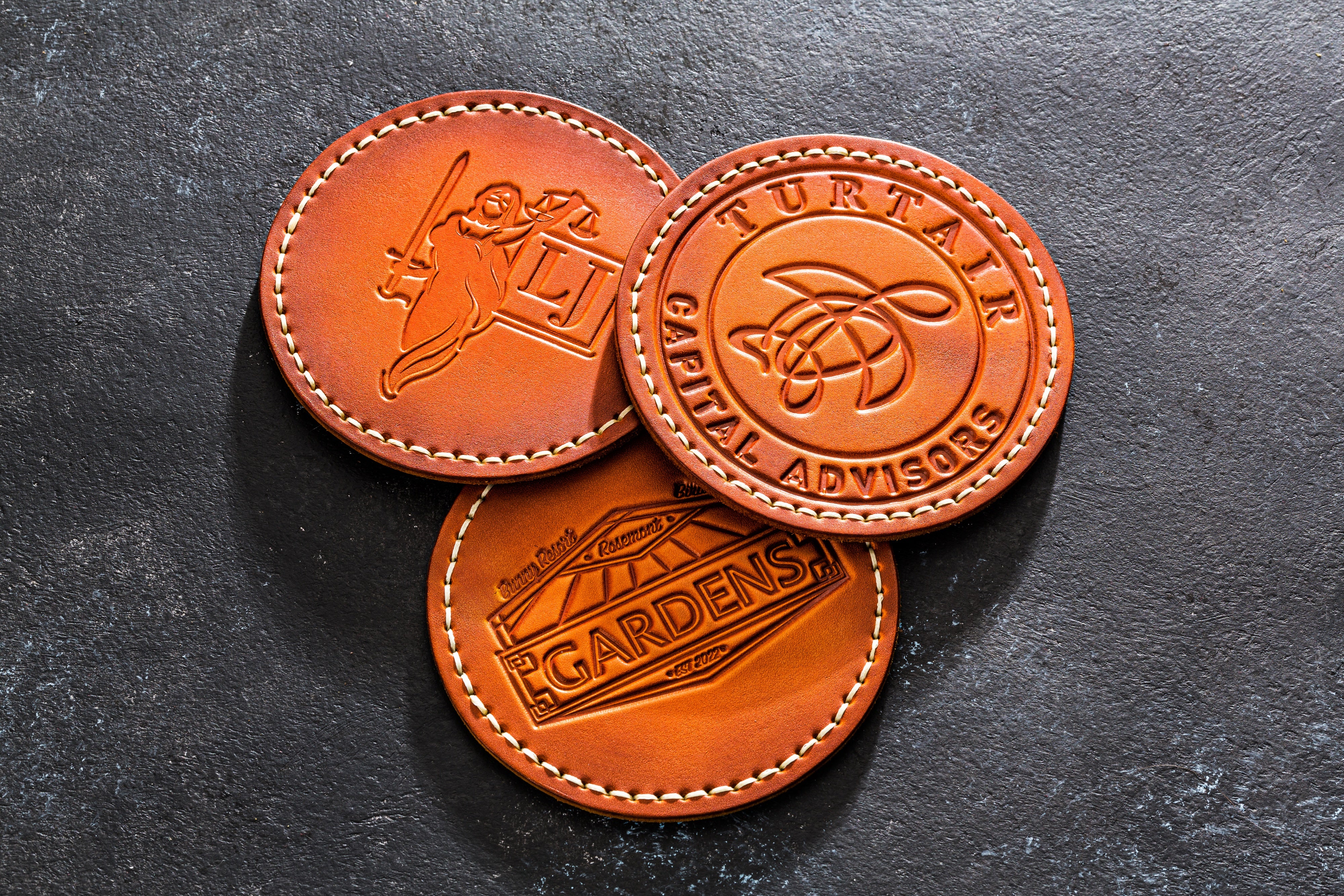 Leather Coaster Set – Personalized Gift for Him or Business Use