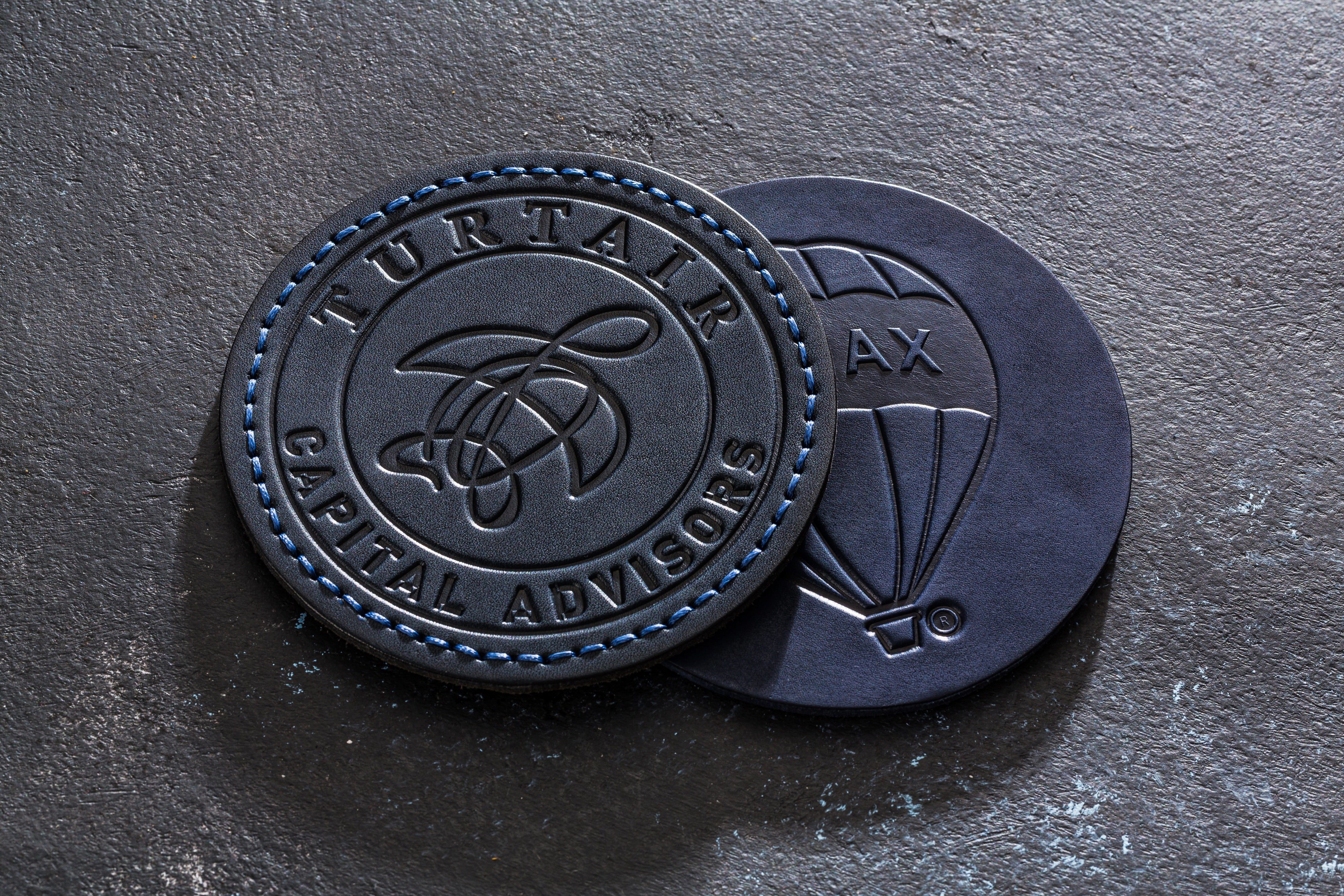 Elegant Blue Coasters Set – Premium Leather with Branding Option