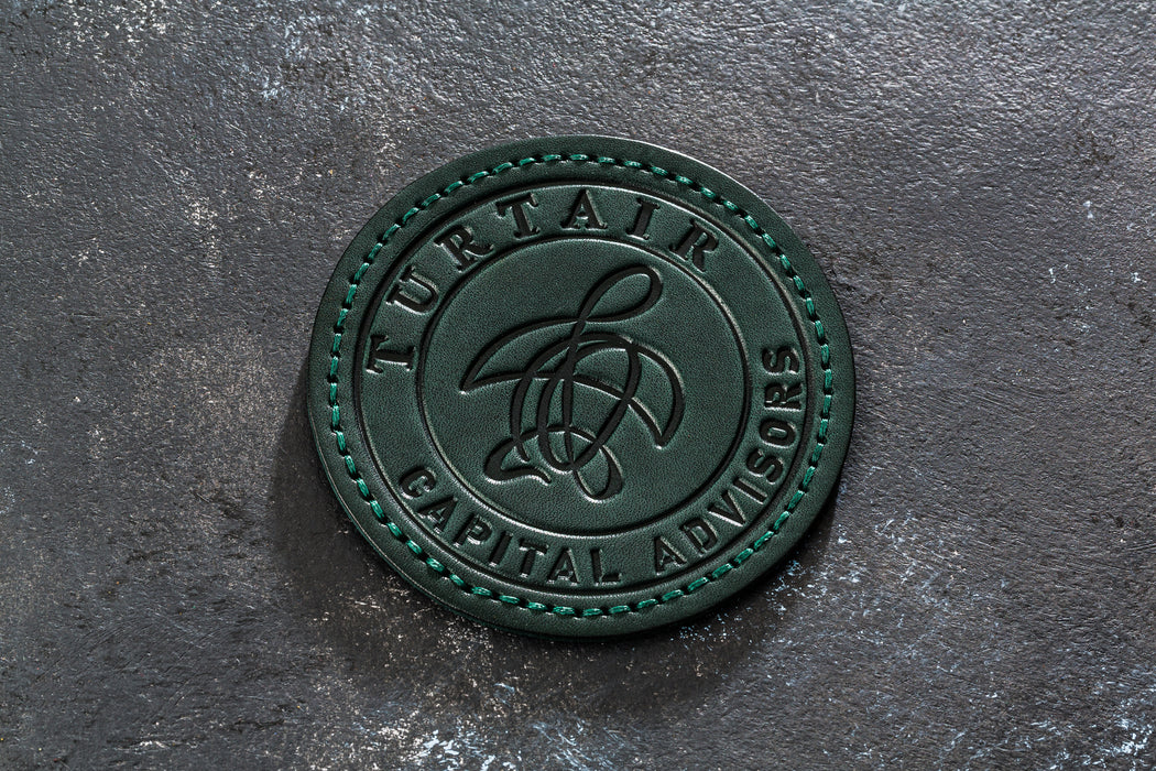 Emerald Green Coaster Set – Premium Leather with Hot Stamped Monogram