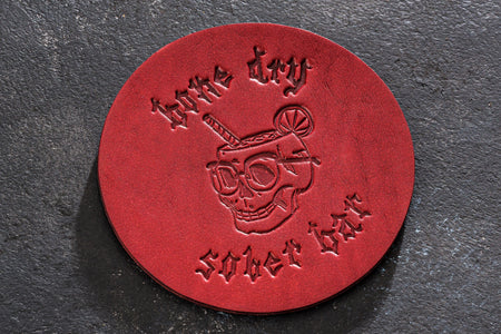 Red Leather Coaster Set – Personalized Drink Coasters with Logo or Monogram