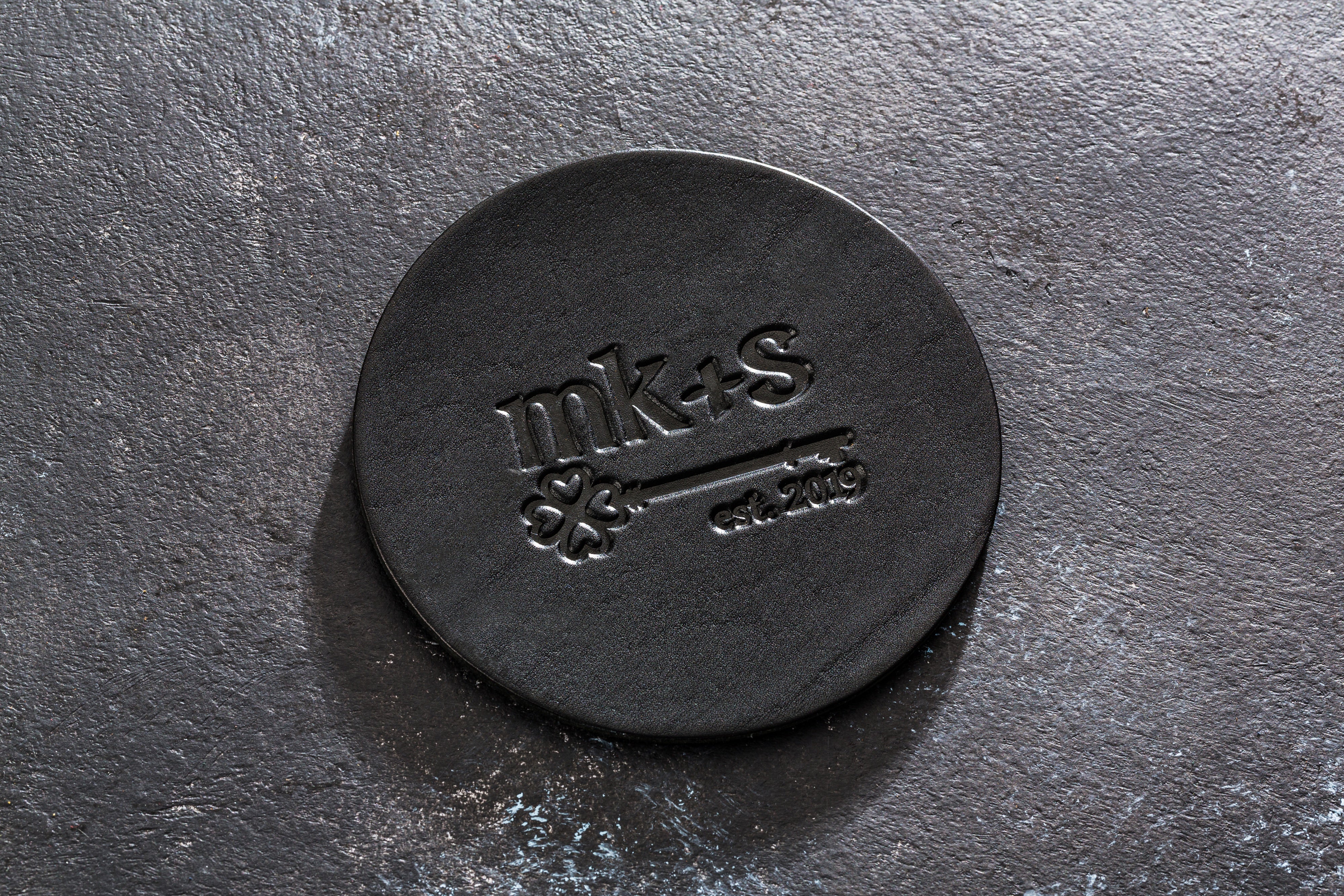 Premium Black Leather Coasters – Personalized Set with Branding Option