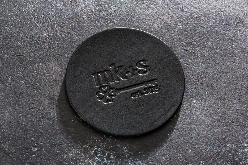 Premium Black Leather Coasters – Personalized Set with Branding Option