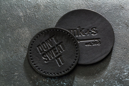 Set of Black Leather Coasters – Personalized Gift for Men or Clients