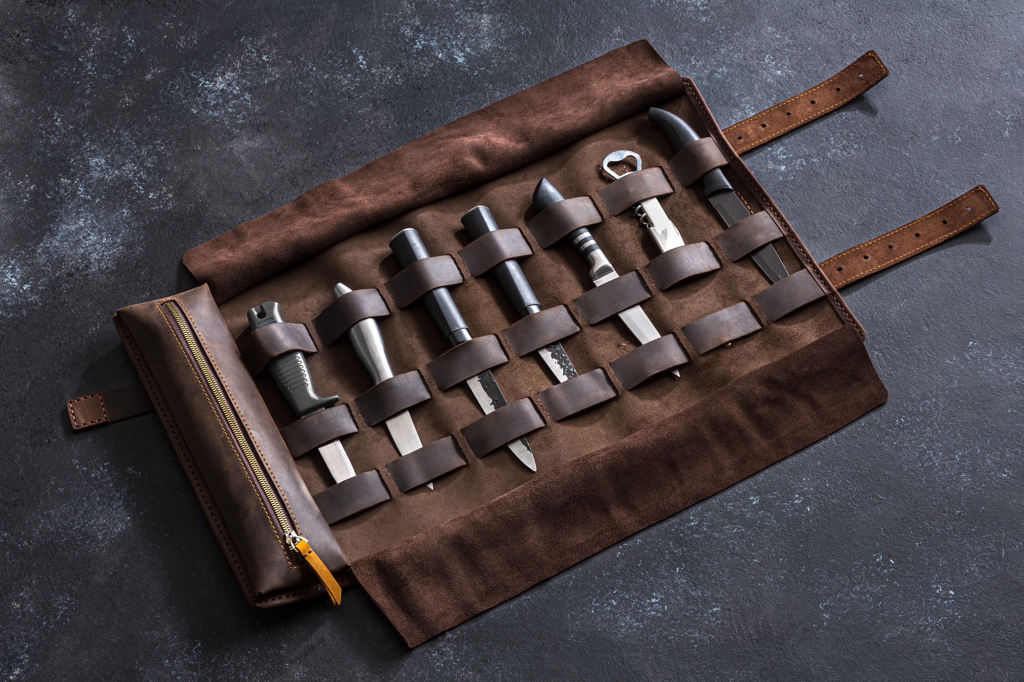 Leather Knife Roll | Reliable Storage for Your Favorite Blades