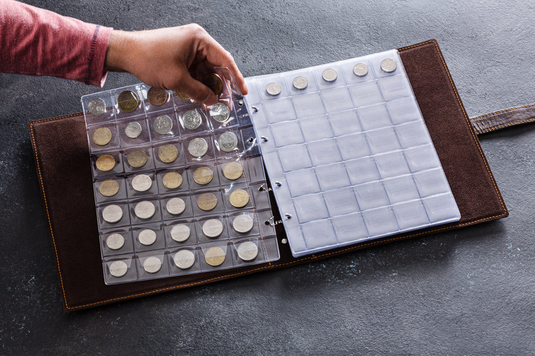 Personalized Leather Coin Collection Album - Handcrafted Professional Numismatic Folder - Gift for Collector