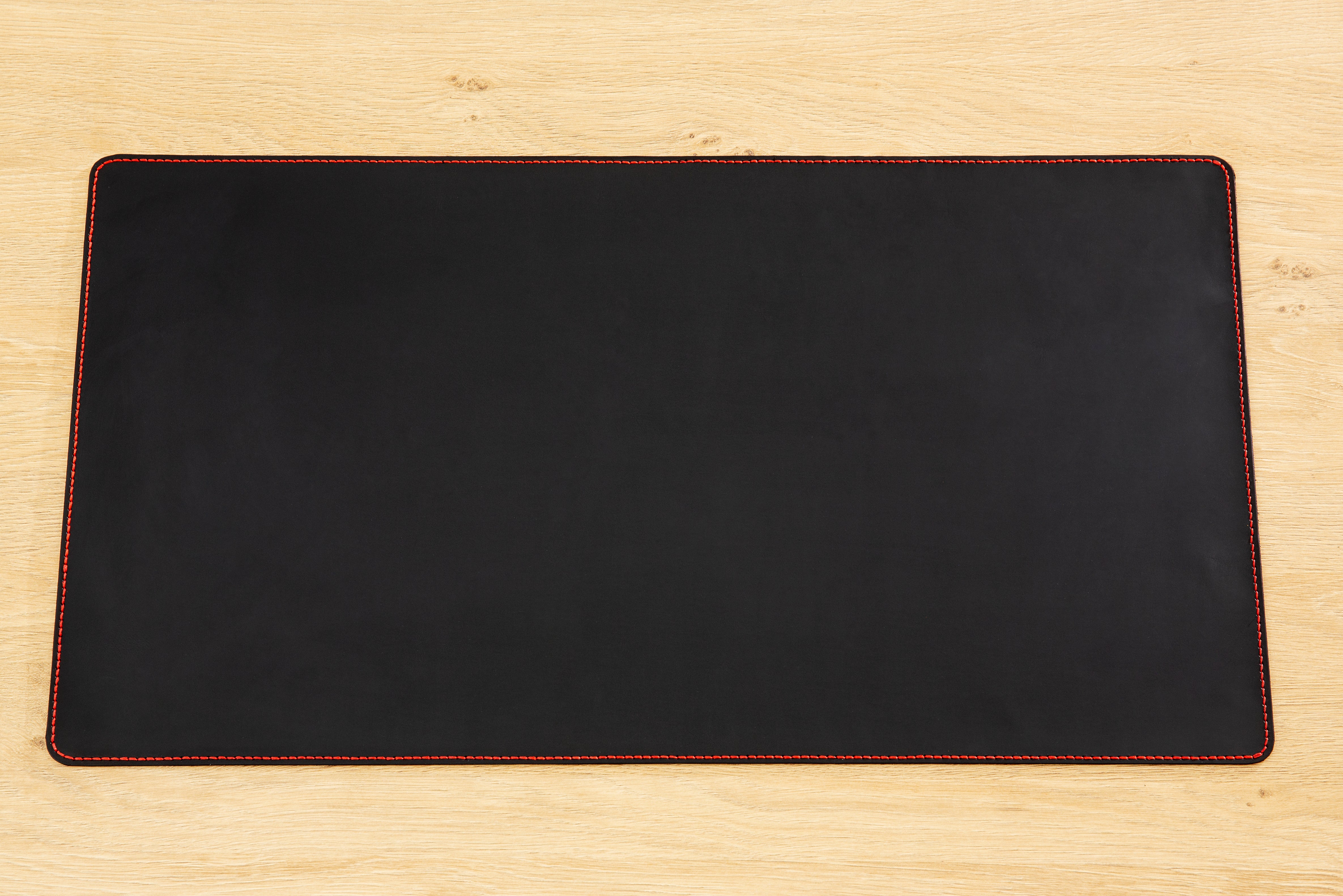 red thread Soft Black Leather Desk mat