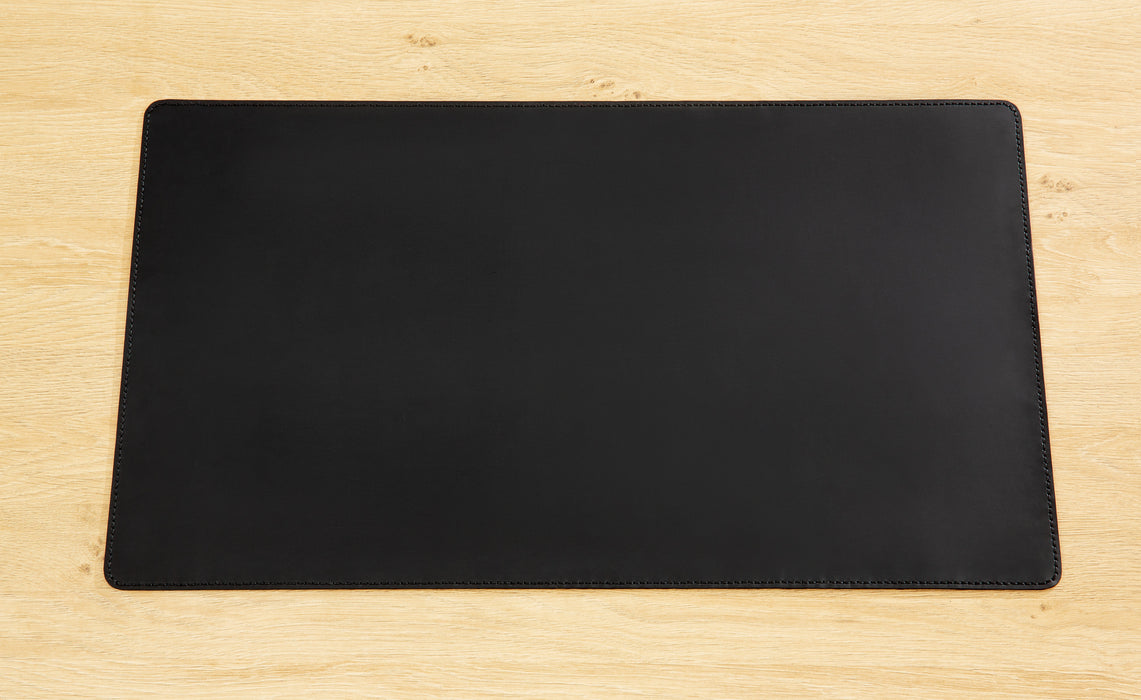 black thread Soft Black Leather Desk mat