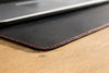 Soft Black Leather Desk mat with red thread