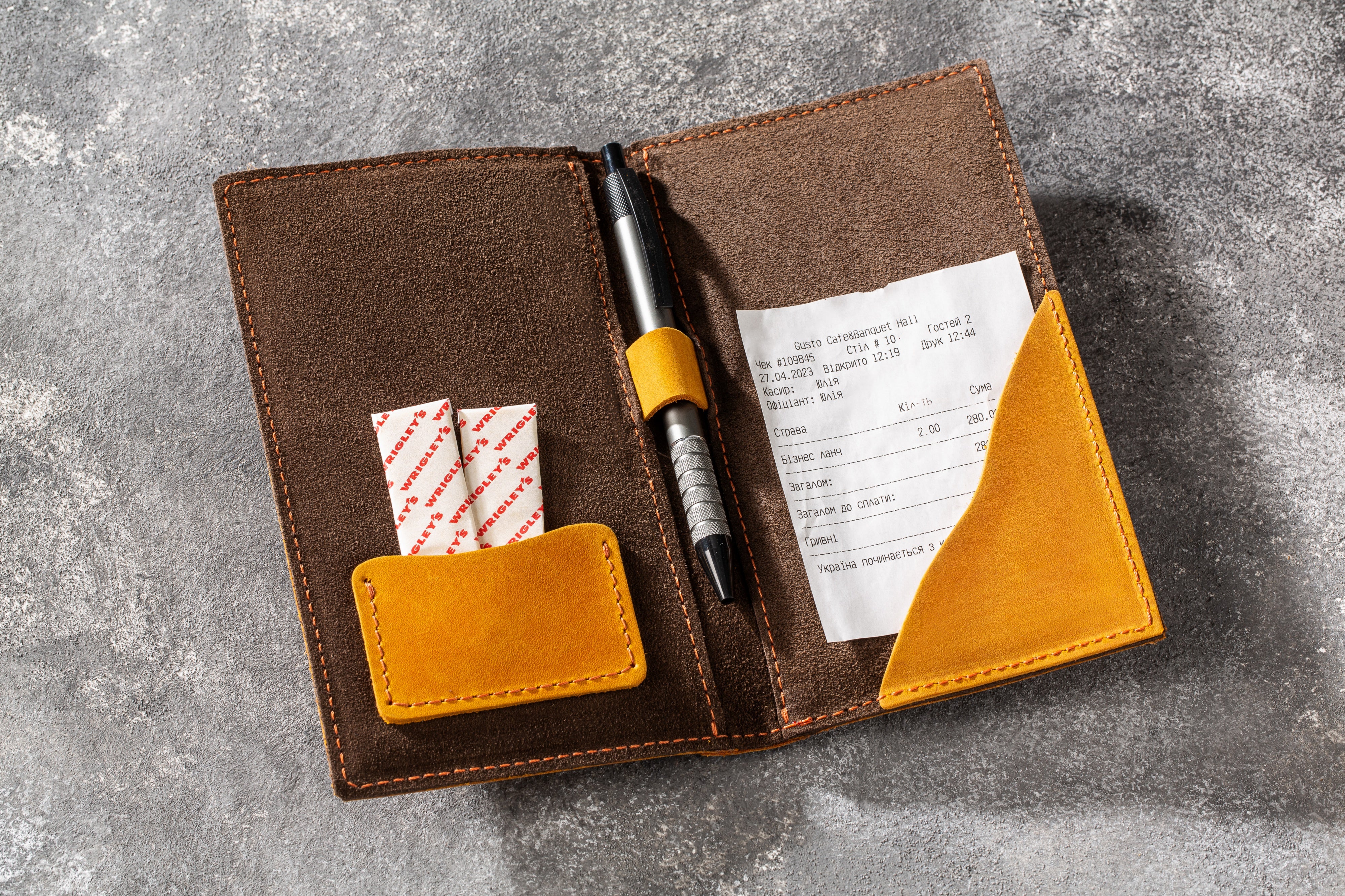 Wallet check folder with custom debossed logo