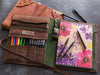 Close-up of suede-lined compartment