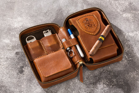 Light Brown Cigar Case from the Hephaestus Series 