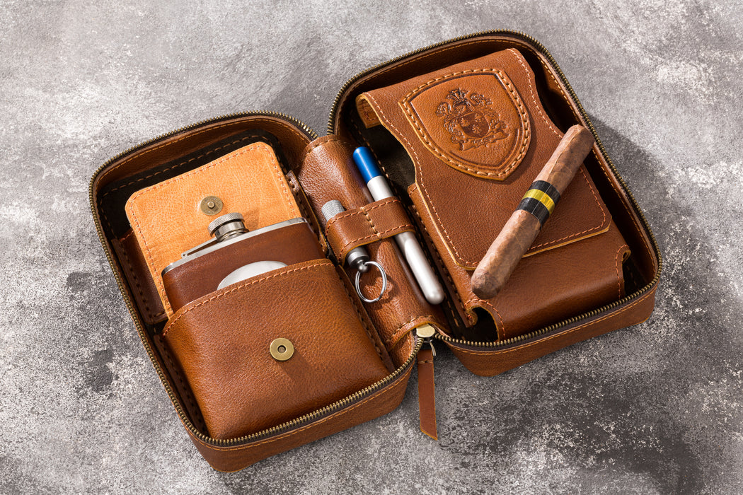 Light Brown Cigar Case from the Hephaestus Series — Style and Functionality in Every Detail