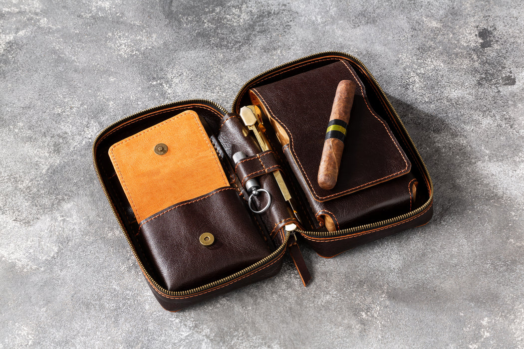 Dark Brown Cigar Case from the Hephaestus Series — Style and Functionality in Every Detail