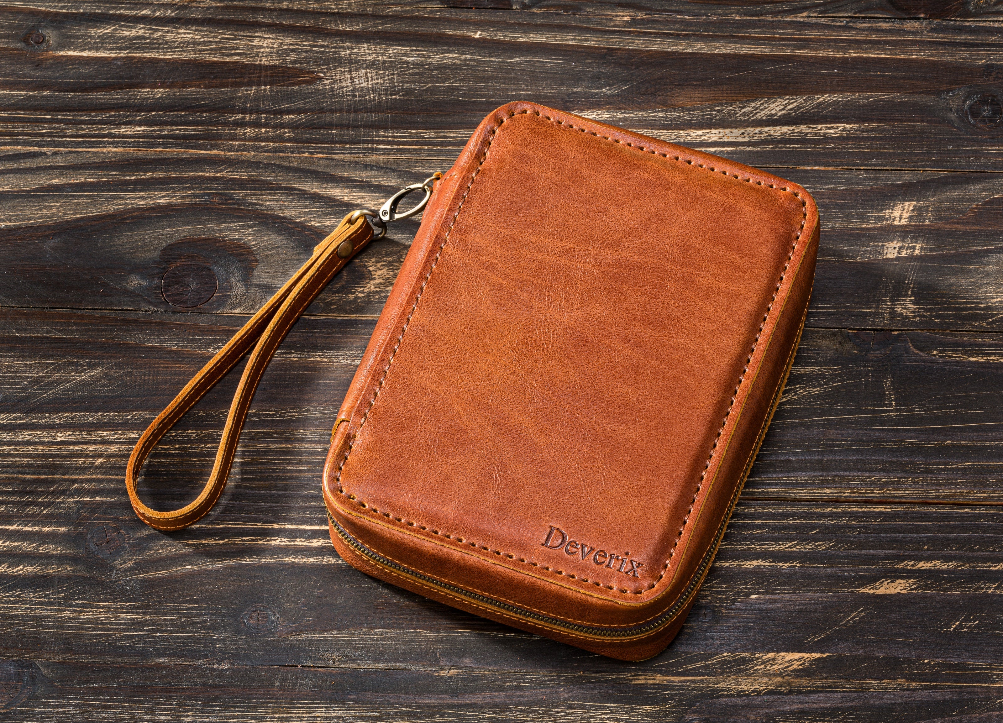 leather travel cigar case with handle