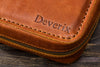 personalization on the leather cigar case by hot embossing