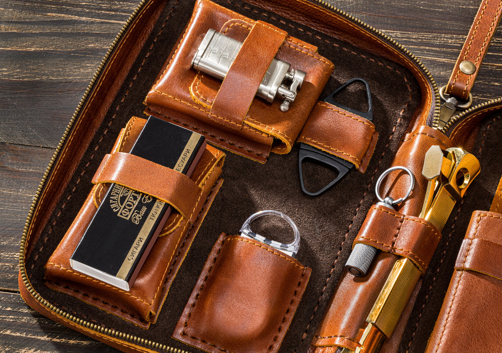 prime leather travel cigar case inside the case