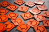 Mureli Workshop handmade square coasters with monogram, durable waxed leather