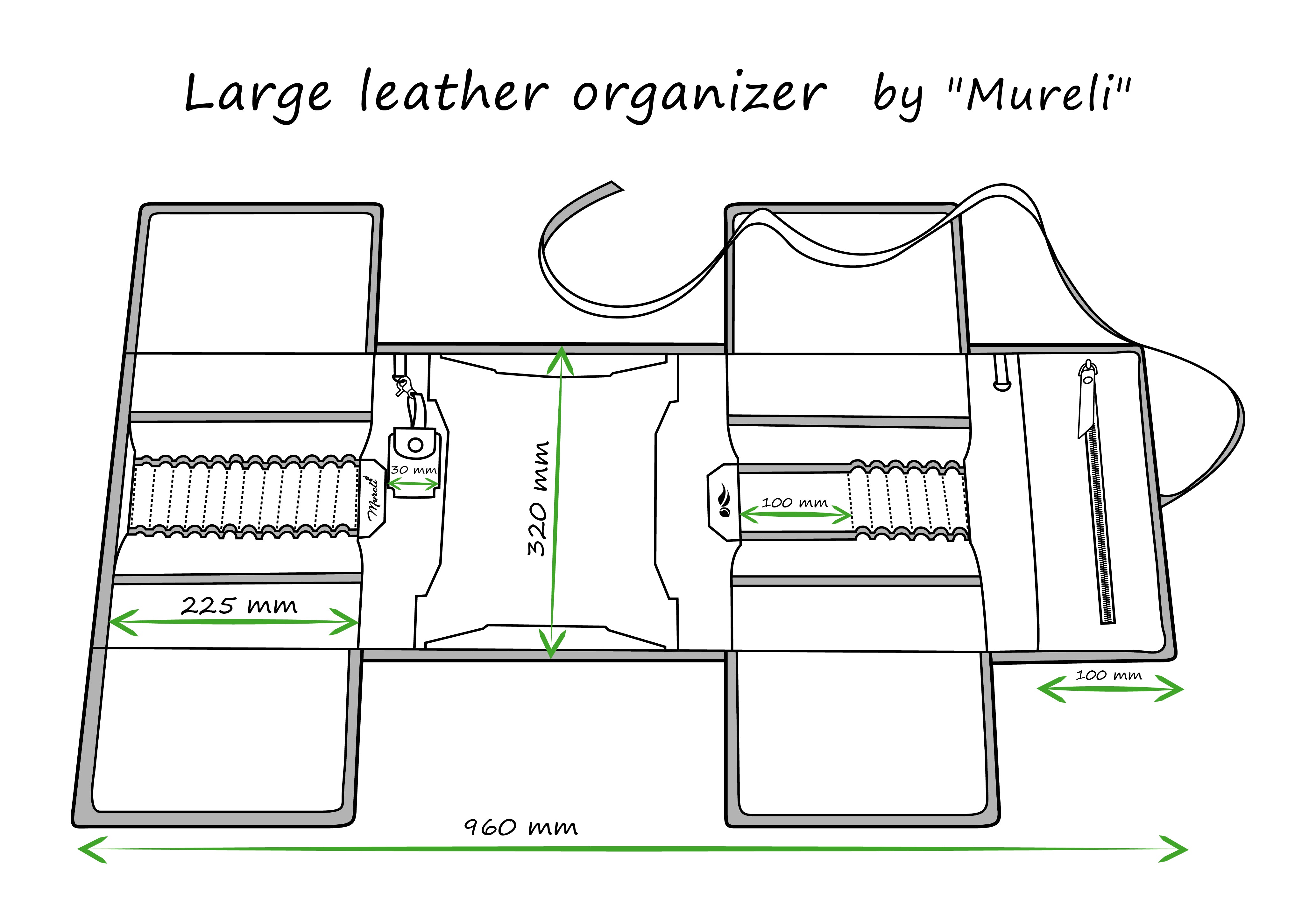 Classic brown leather sketch organizer | Mureli Workshop