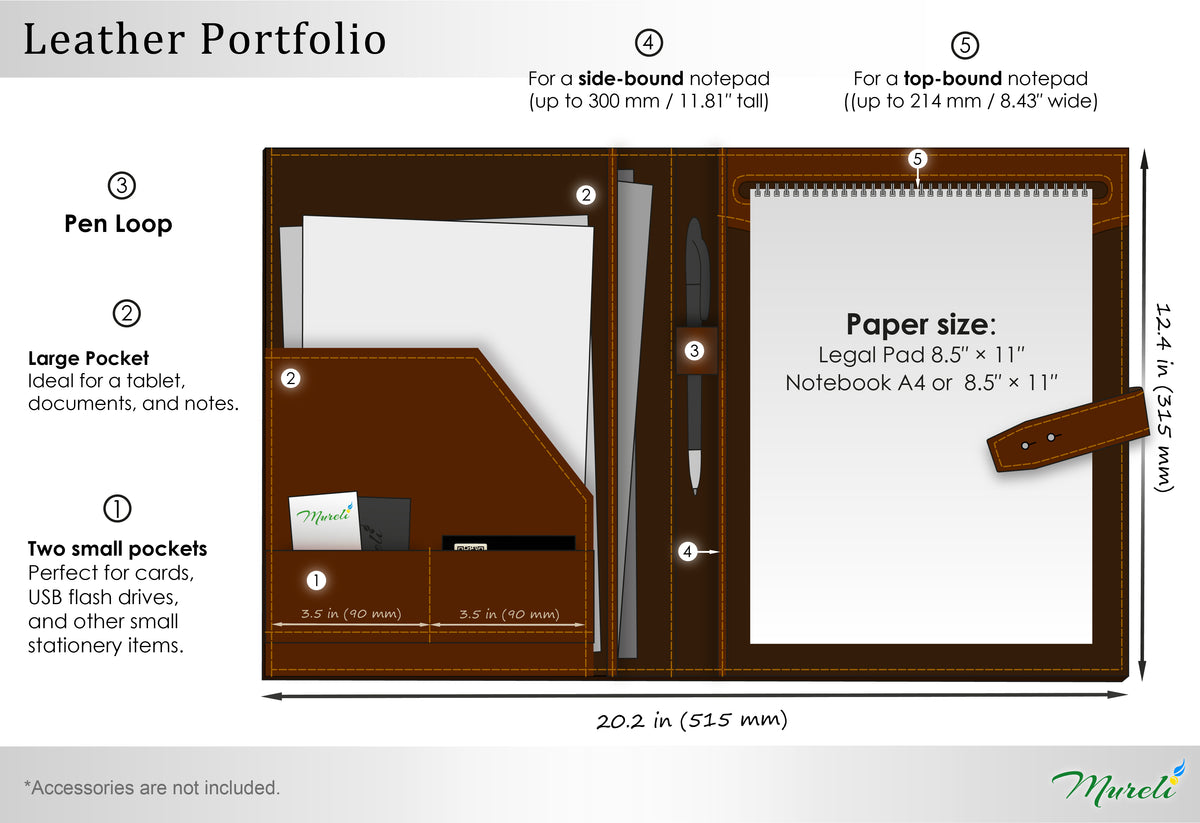Gray Personalized Leather Portfolio & Padfolio | Business & Graduation Gift