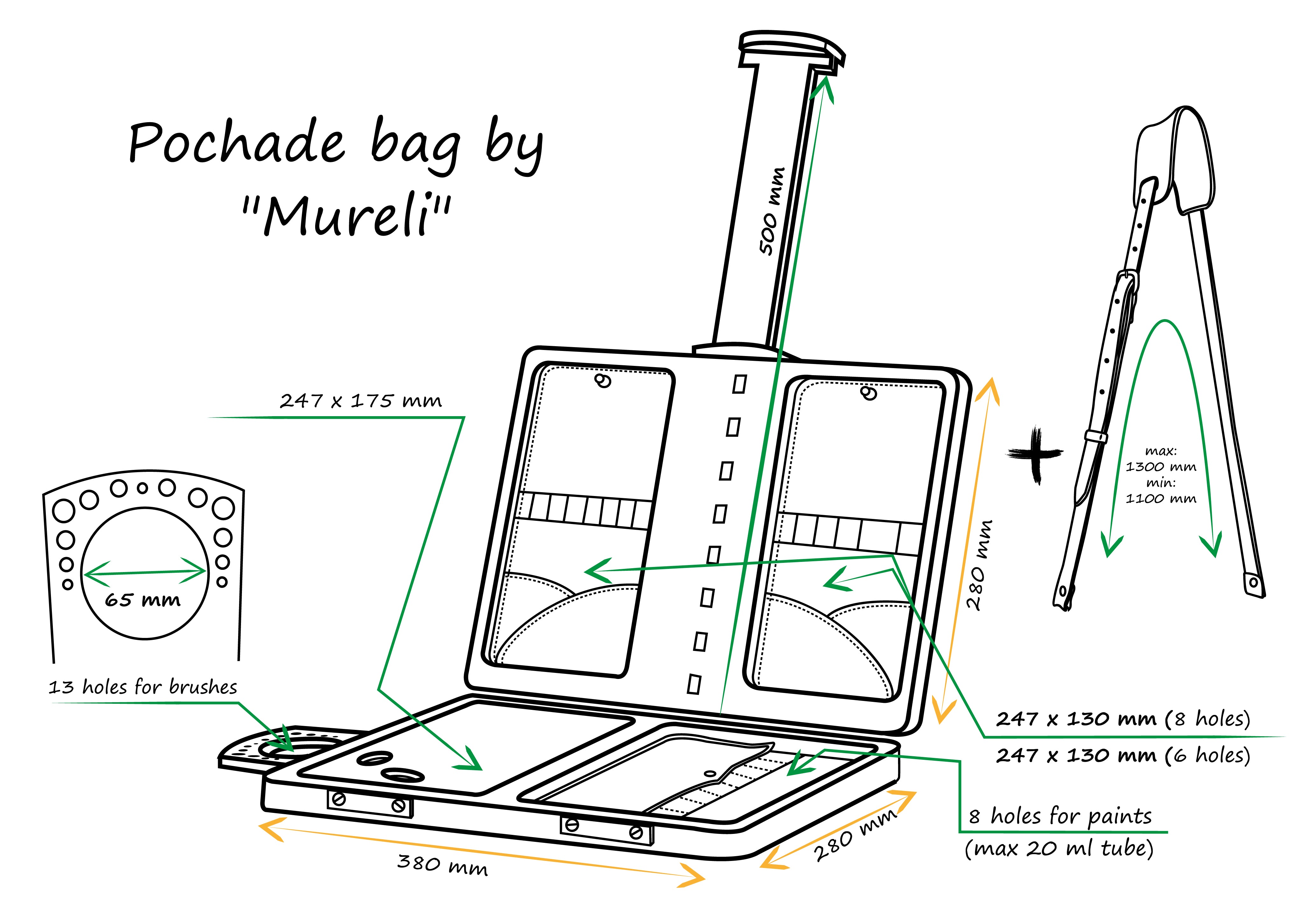 Artist Organizer-Easel by Mureli | Portable Wooden Painting Case with Leather Accents & Custom Engraving Option