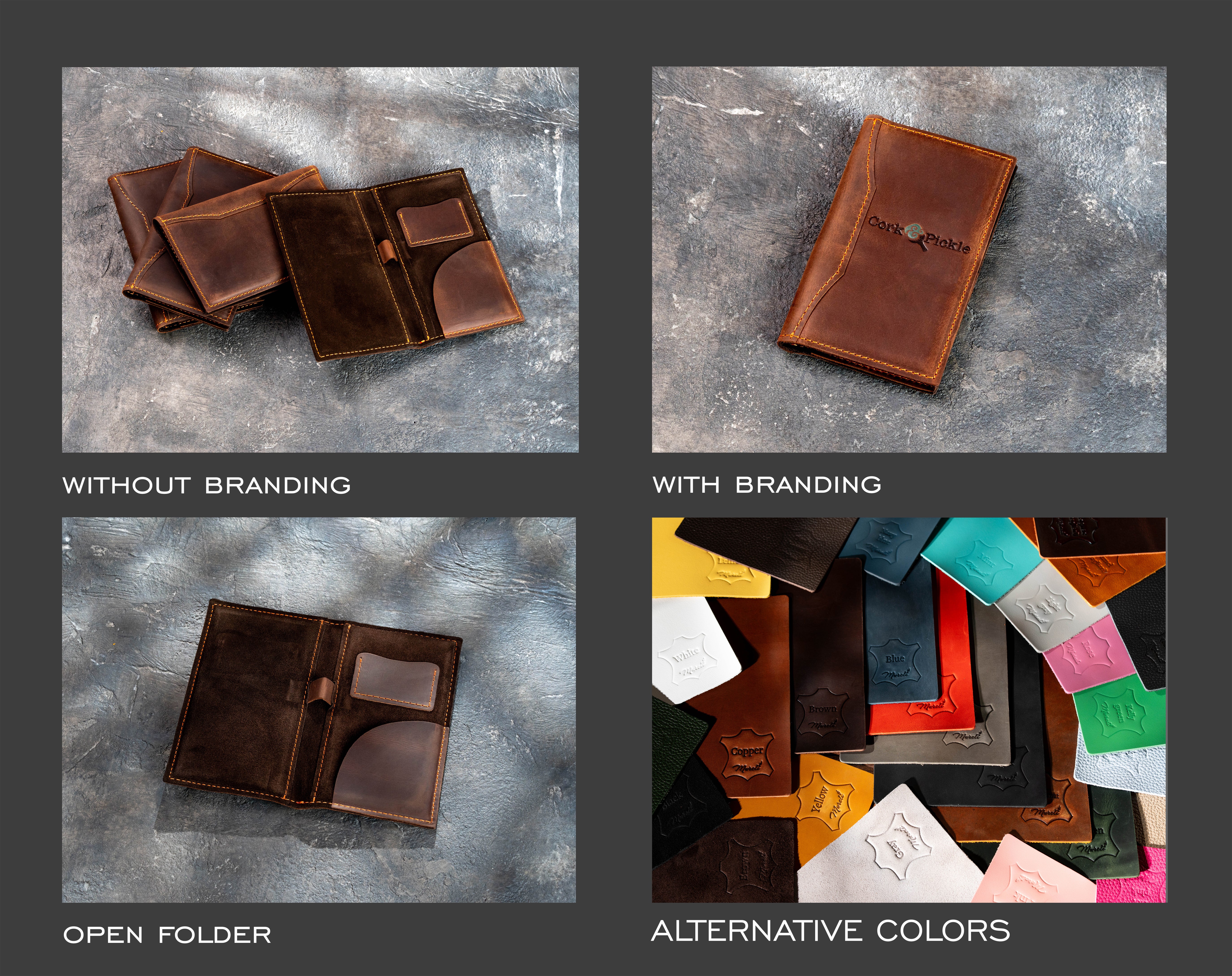 Premium Brown Leather Check Presenter with Card and Cash Pockets | Mureli