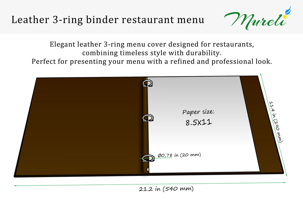 Premium Leather Menu Holder – Personalized with Foil-Stamped Logo | 8.5 x 11 inches