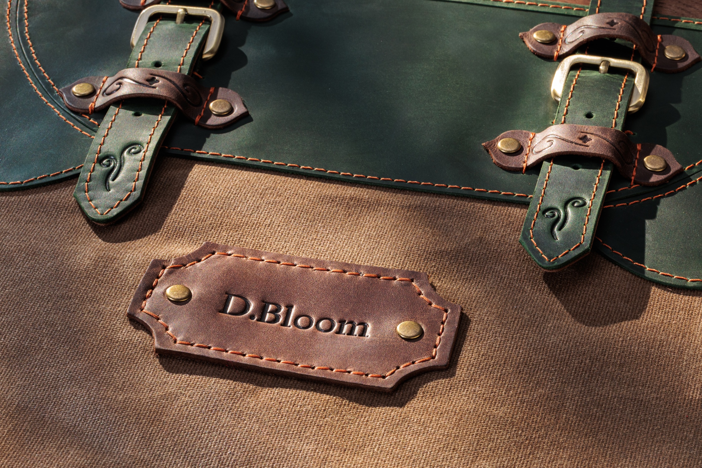 Leather Firewood Carrier Tote – Rustic Log Bag with Bear Design & Personalized Tag for Fireplace, Camping & Outdoor Use