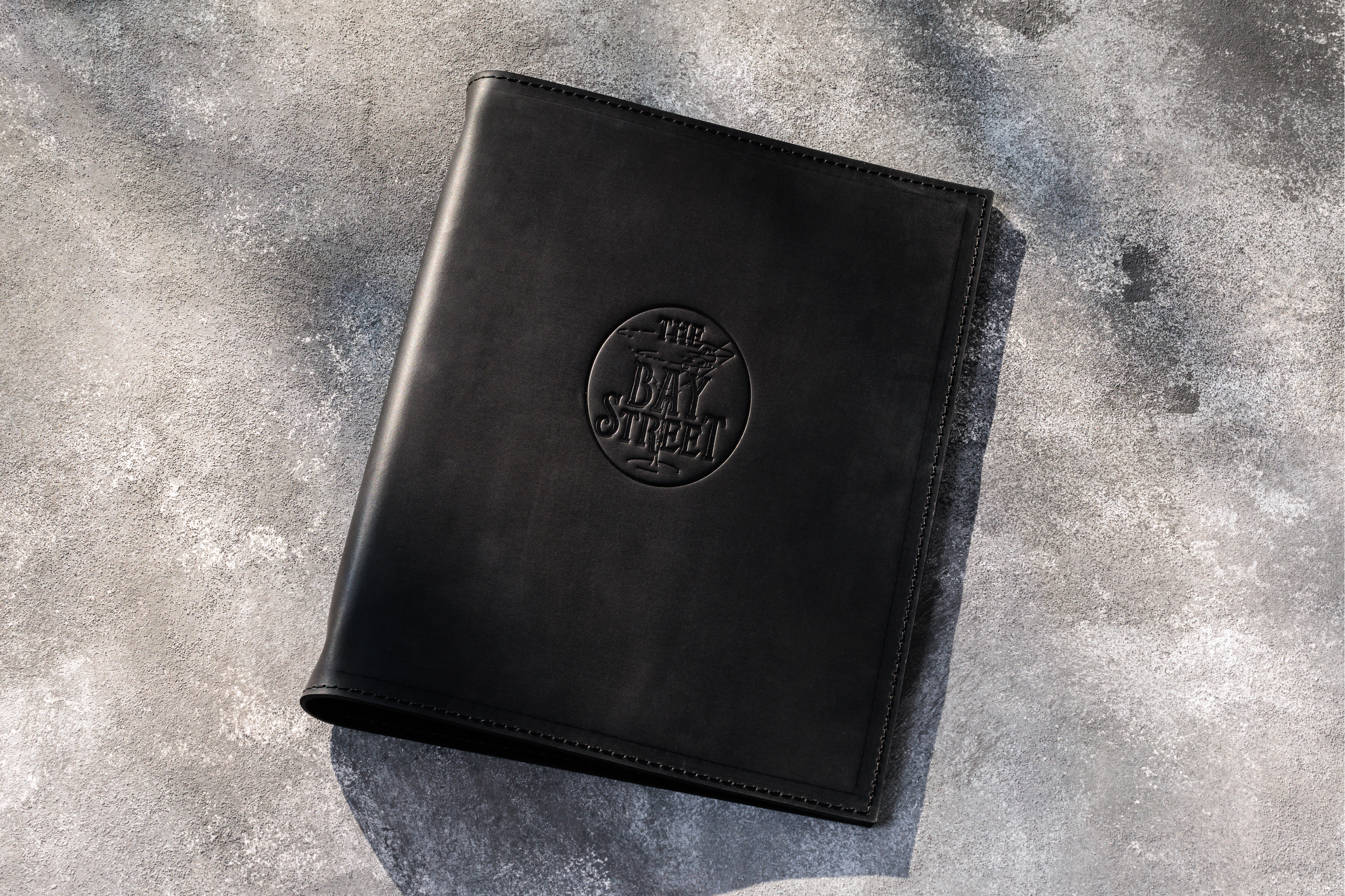 Personalized Black Leather 3-Ring Binder Folder | A4 & 8.5×11 Document Holder for Menus, Meetings & Portfolios