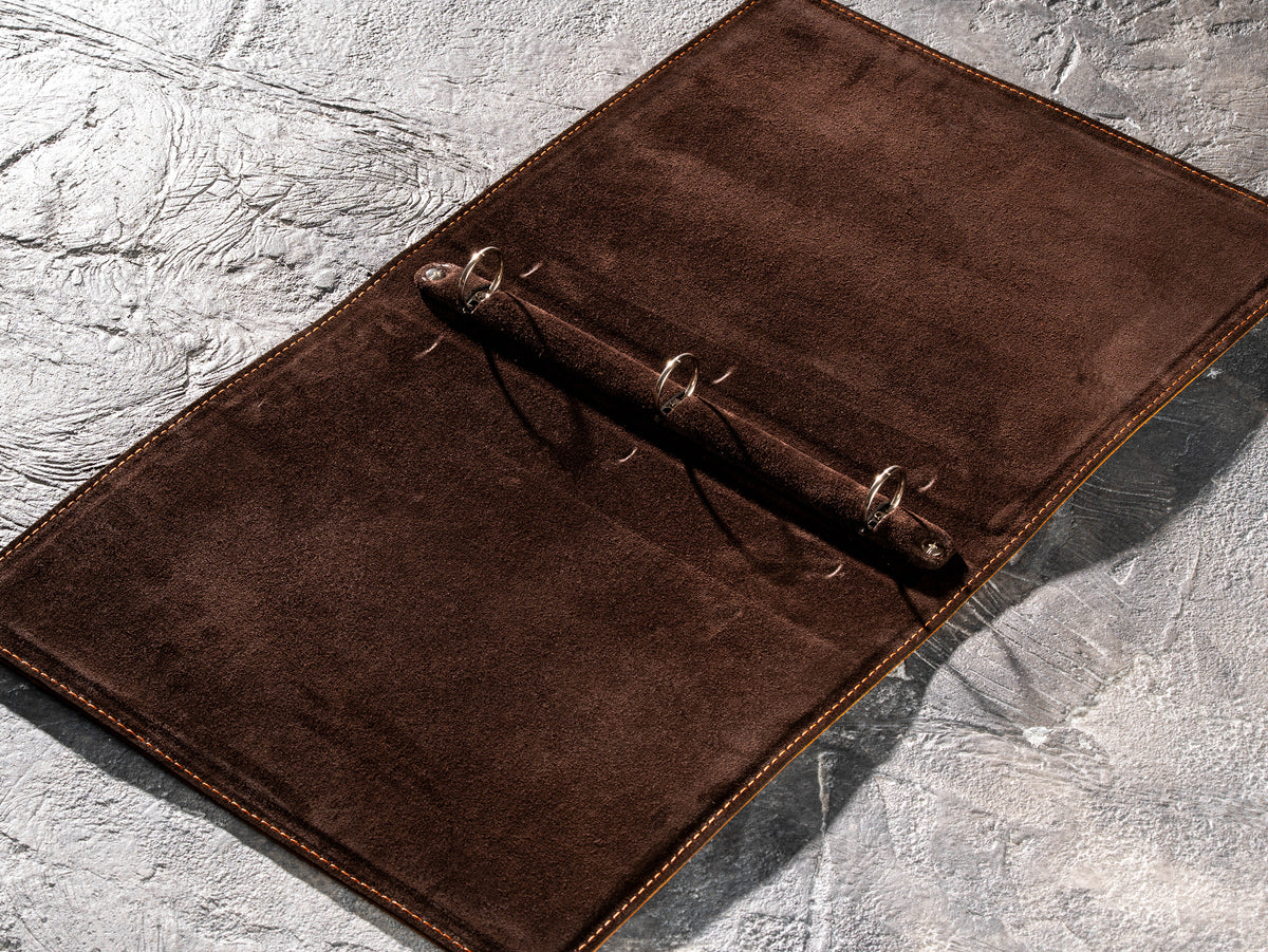 Chestnut Personalized Leather 3-Ring Binder & 4-Coaster Set | Custom Corporate Gift