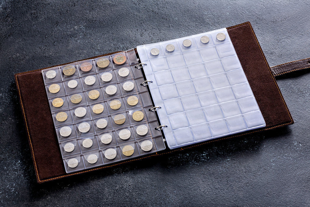 Personalized Leather Coin Collection Album - Handcrafted Professional Numismatic Folder - Gift for Collector