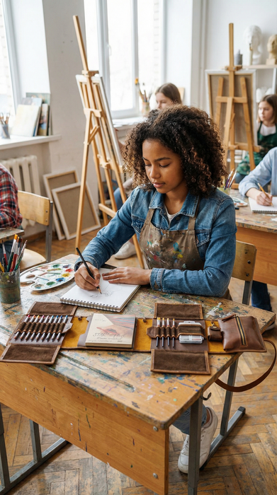 Travel Art Supplies Organizer | Leather Sketch Roll