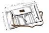 Illustration of a white case with brown accents and a personalized watch, showing dimensions on a white background.