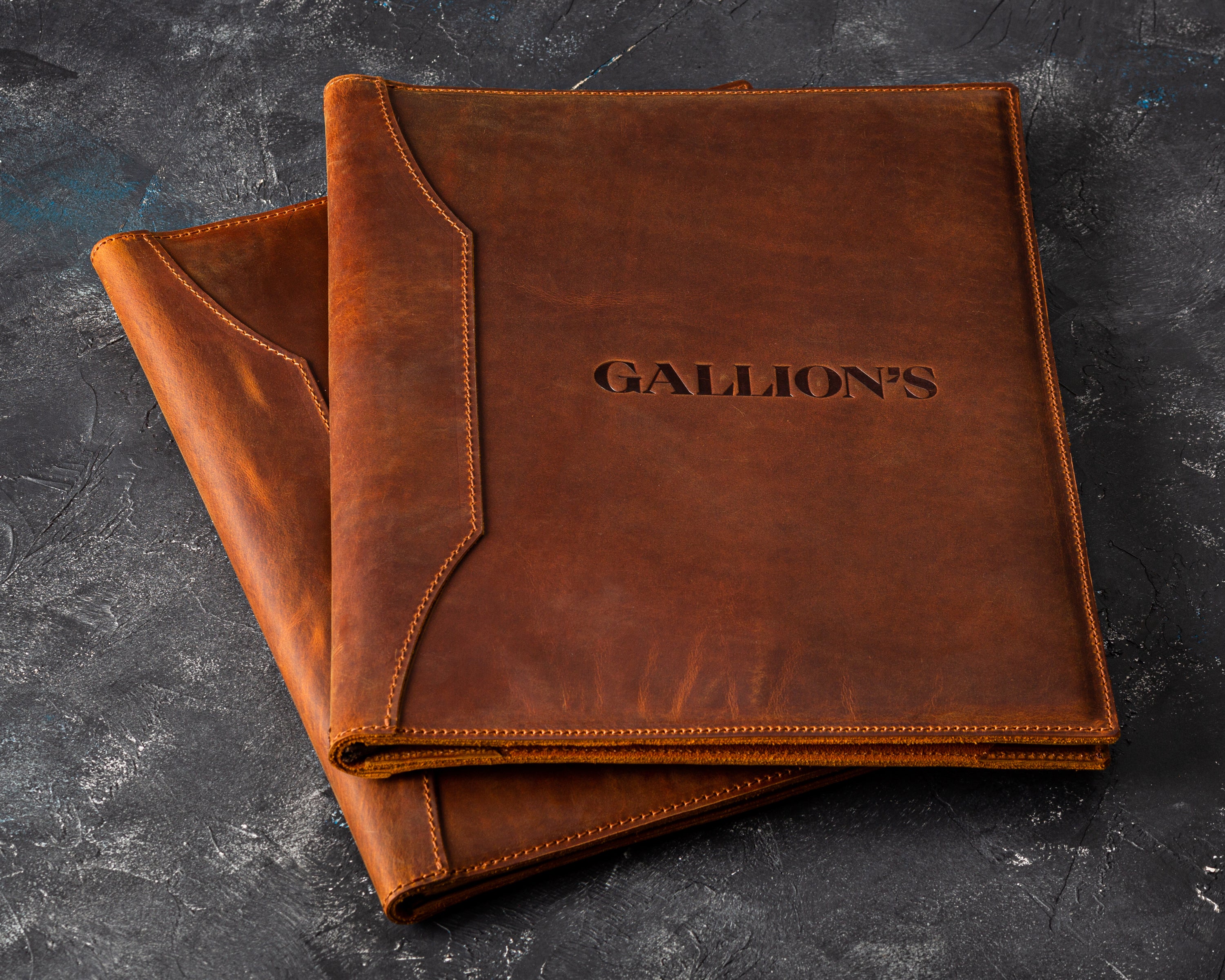 Handmade Leather Menu Cover with 4 Corner Page Holders, Premium Quality, Available in 8.5 x 5.5, A5, 8.5 x 11, A4, 8.5 x 14