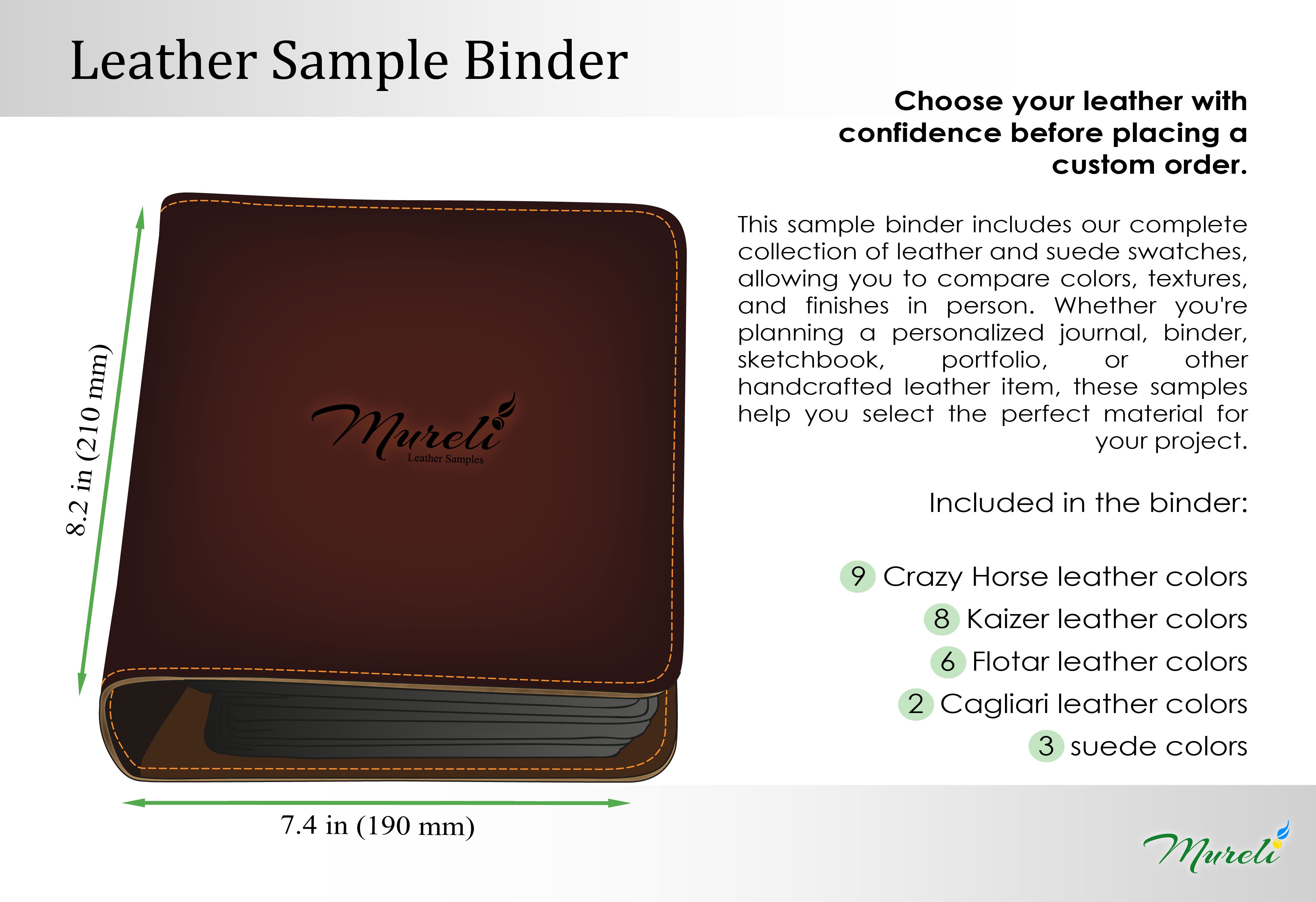 Mureli Leather Sample Binder with 28 Leather Swatches