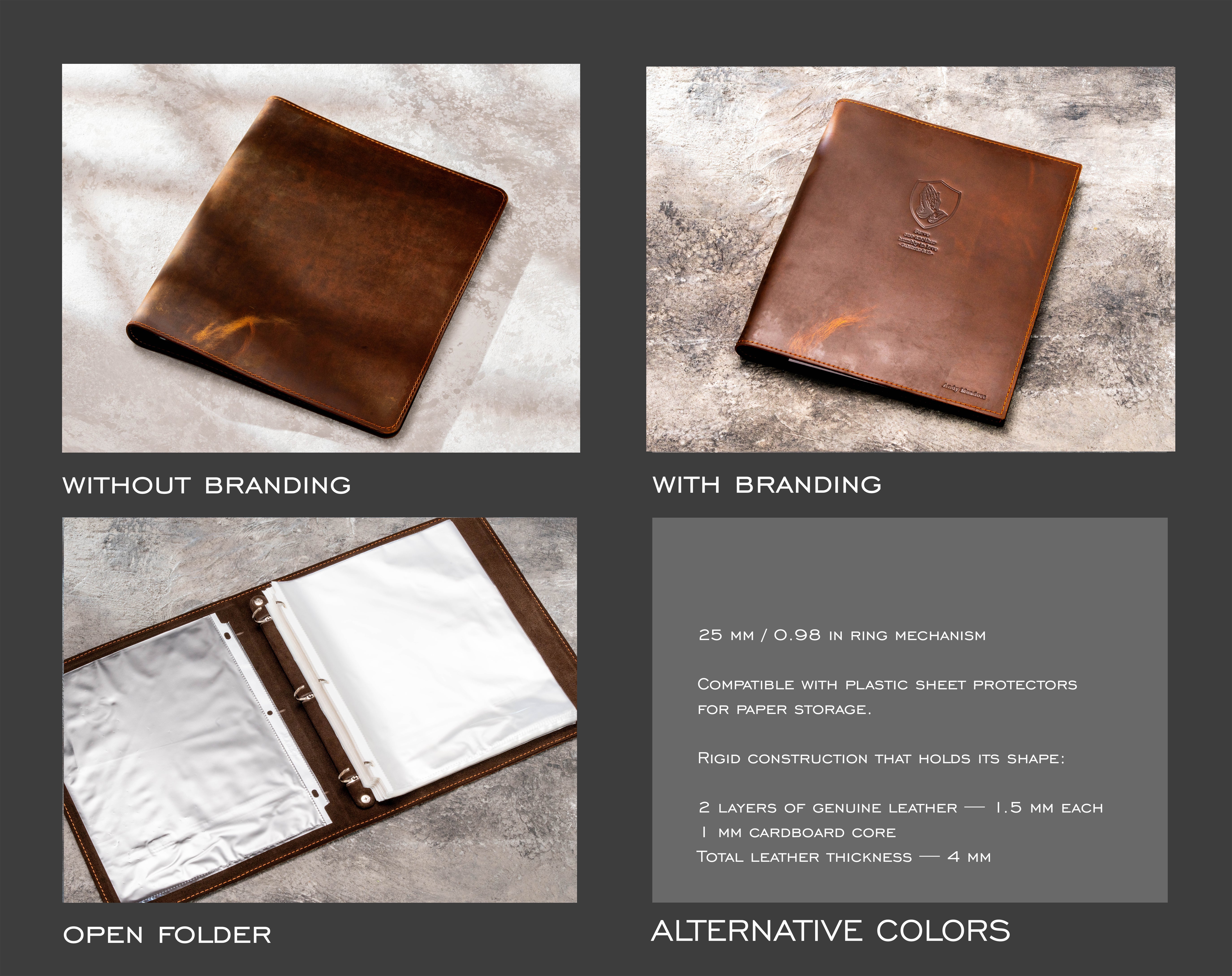 Personalized Brown Leather Pastor Portfolio Folder for Sermon Notes & Ministry Documents | Mureli