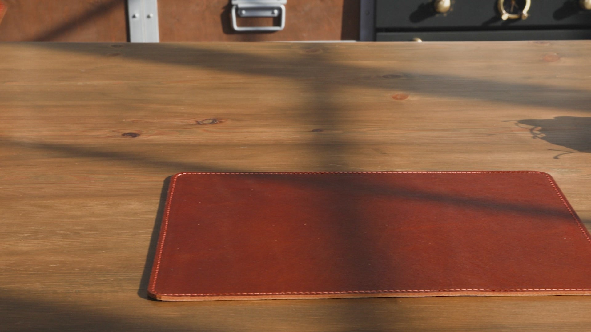 Set of Light Brown Leather Placemats with Custom Embossing | 25×35 cm