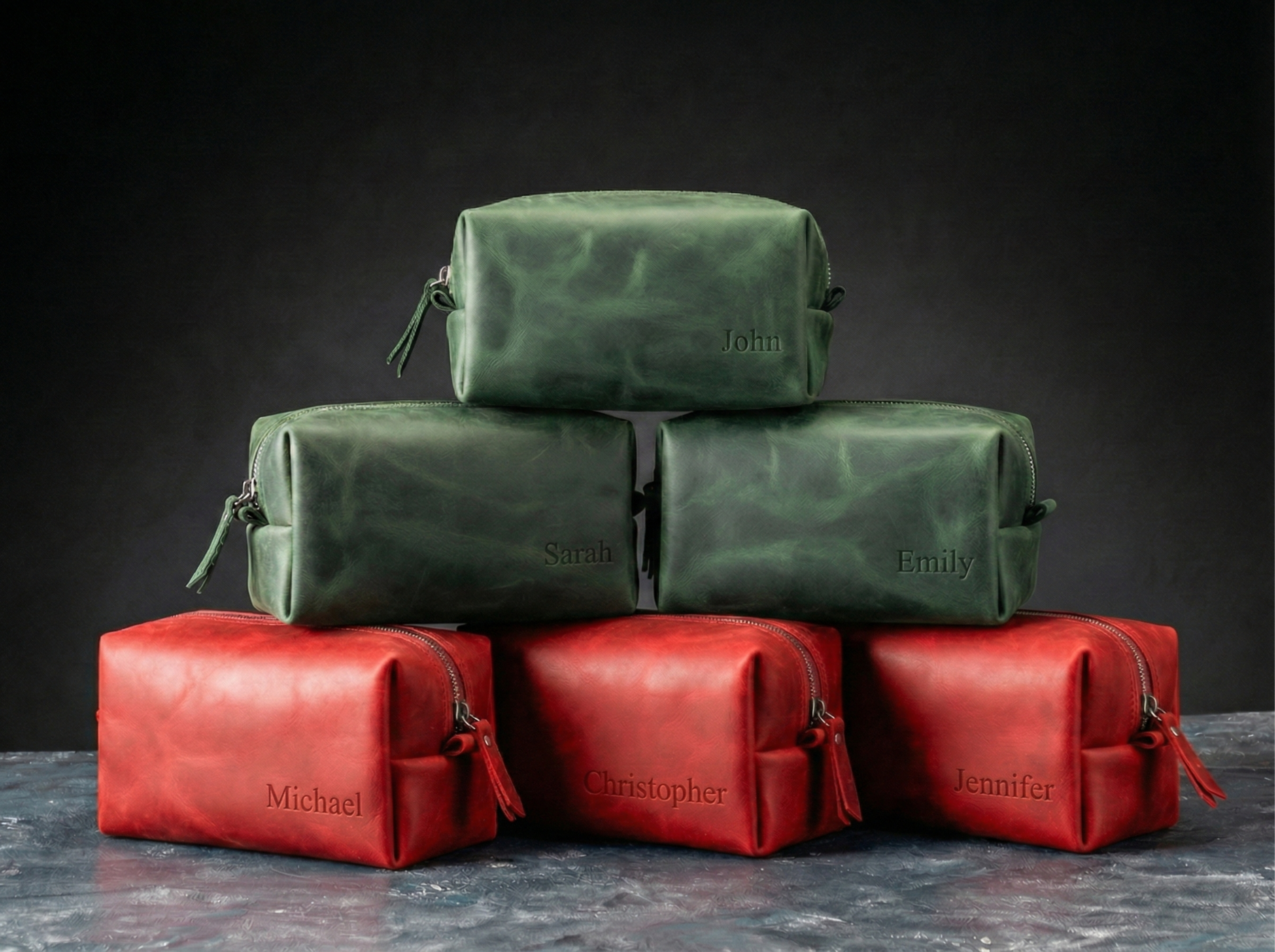 Cognac Leather Toiletry Bag – Personalized Travel Dopp Kit