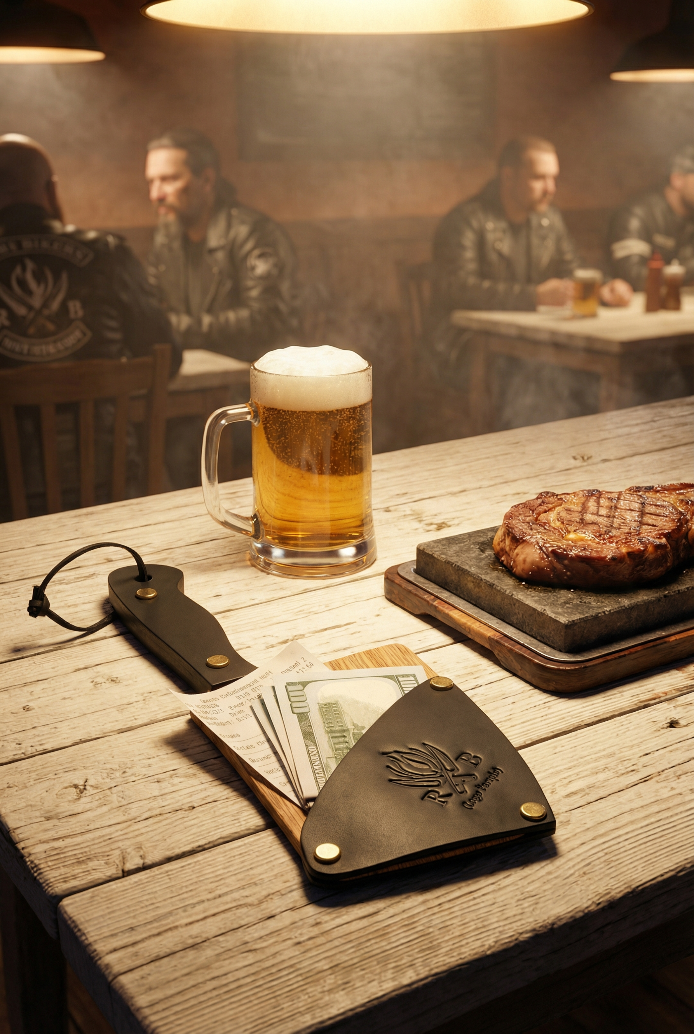 BBQ Knife Check Presenter | Custom Leather Bill Holder
