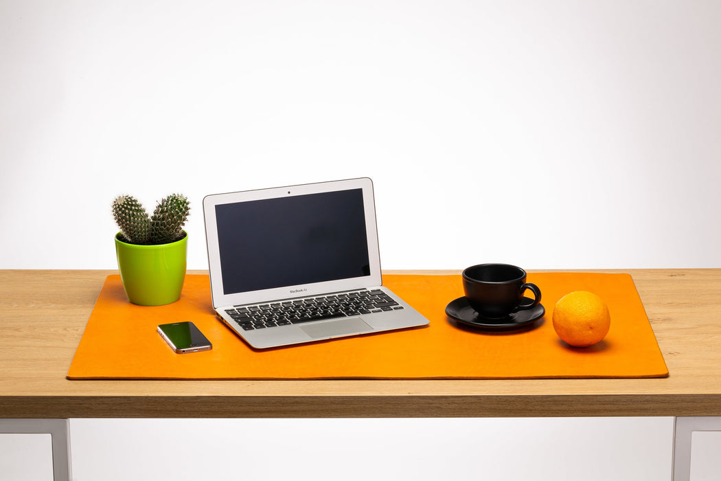 thcick 4 mm extra large leather desk mat orange HIGH QUALITY desktop laptop * mousepad * table mat * desk blotter * pad