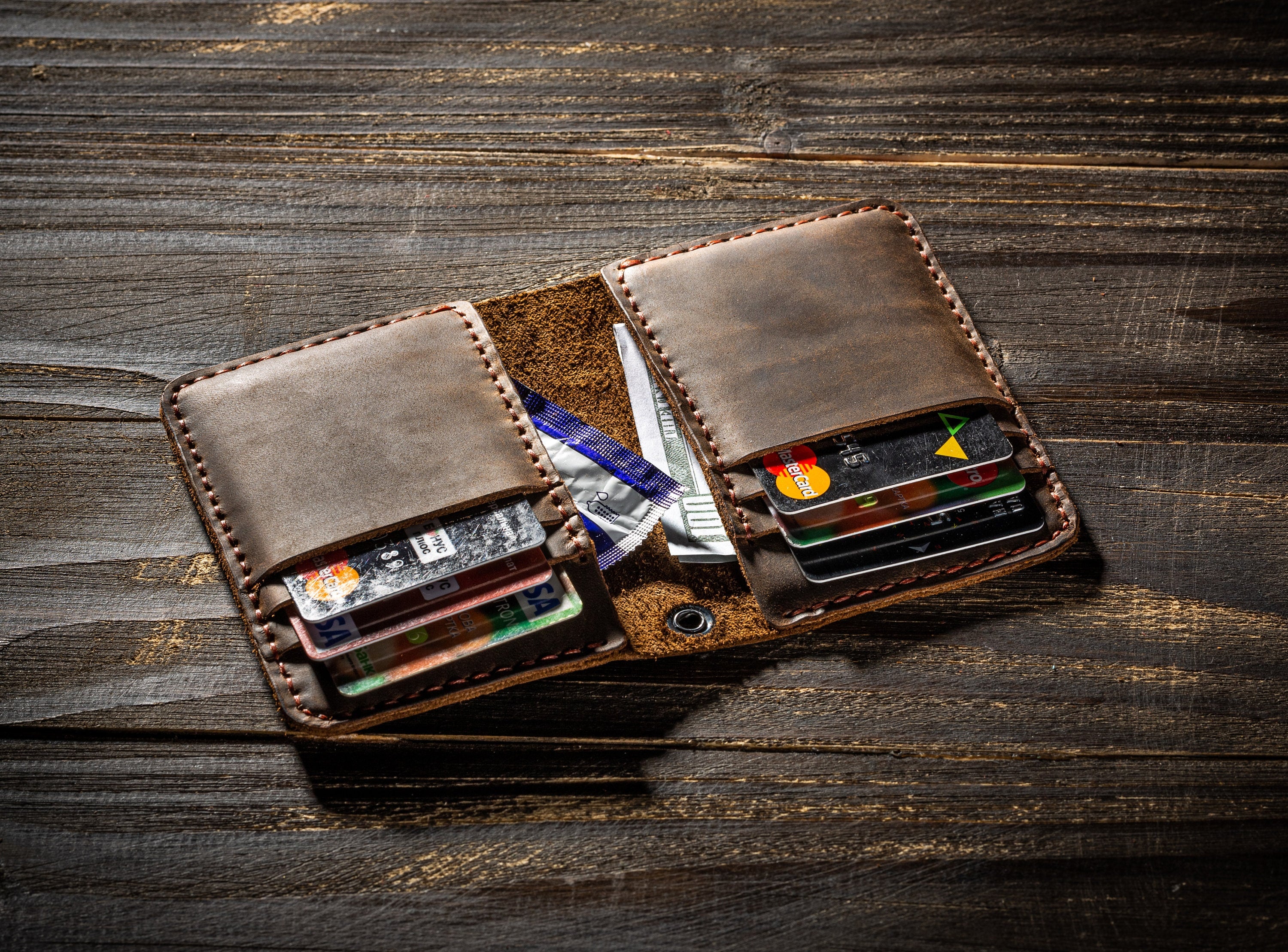 leather chain wallet for men leather card holder Christmas gift for son Christmas gift for biker gifts