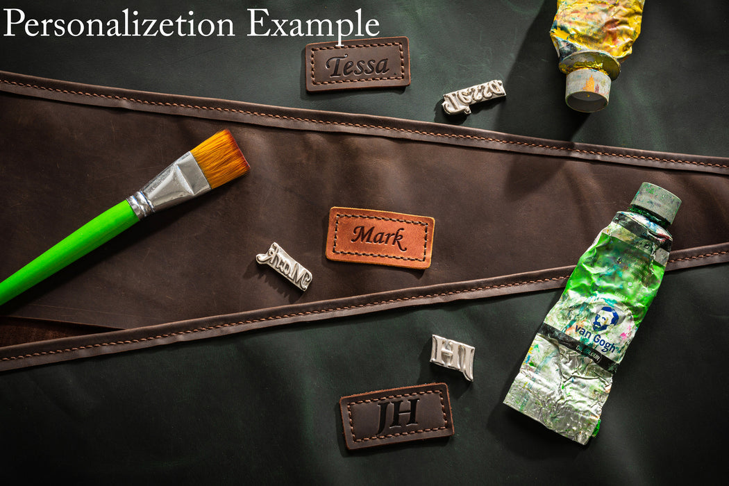 personalized leather pencil roll, pens roll, artist gift, painter gifts