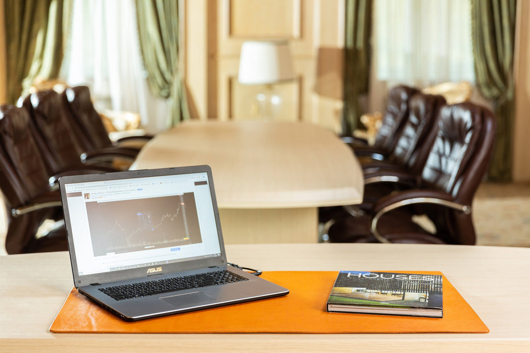 extra large leather desk mat orange HIGH QUALITY desktop laptop * mousepad * table mat * desk blotter * pad