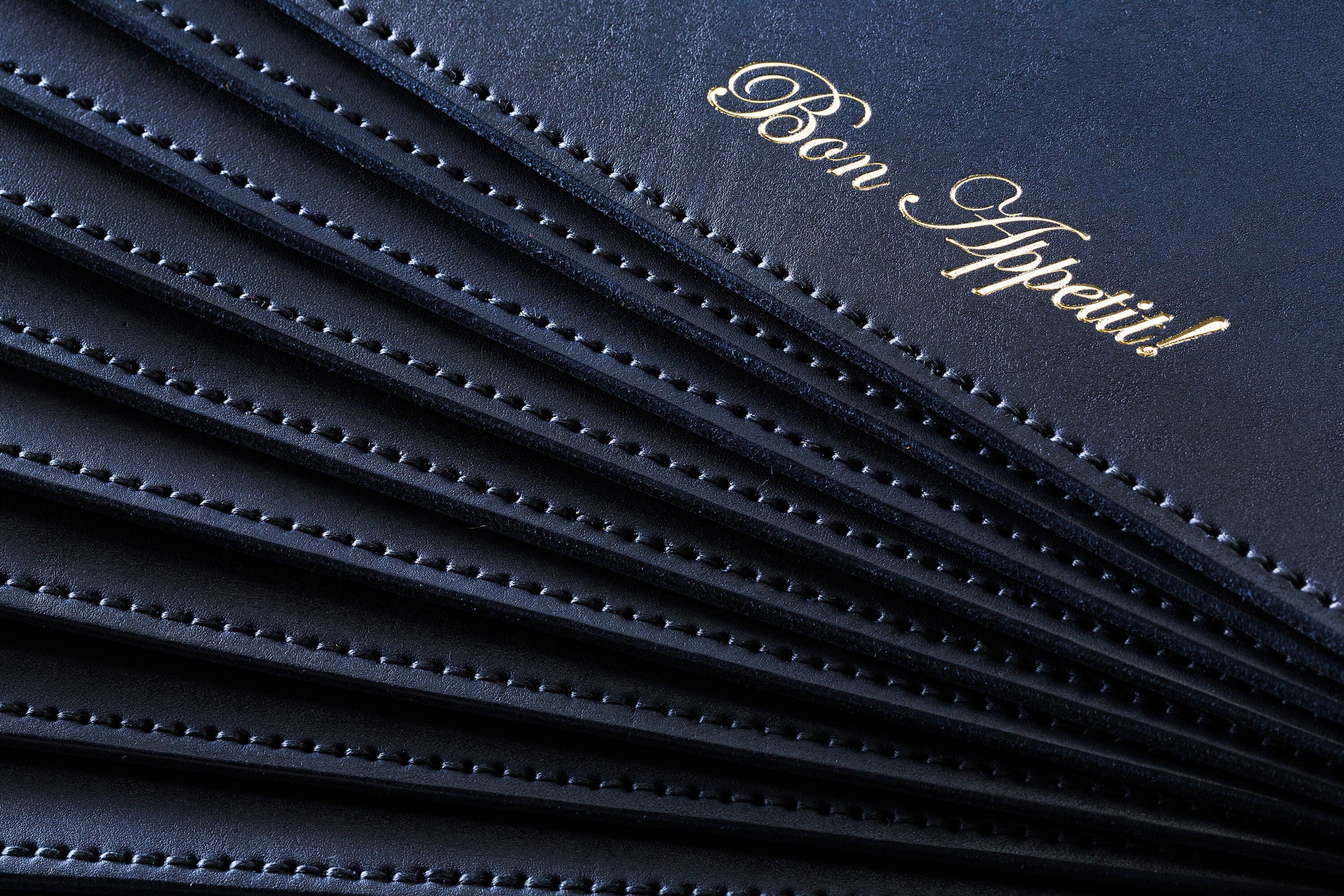 Luxury Leather Placemats in Navy – Hot Stamped Message