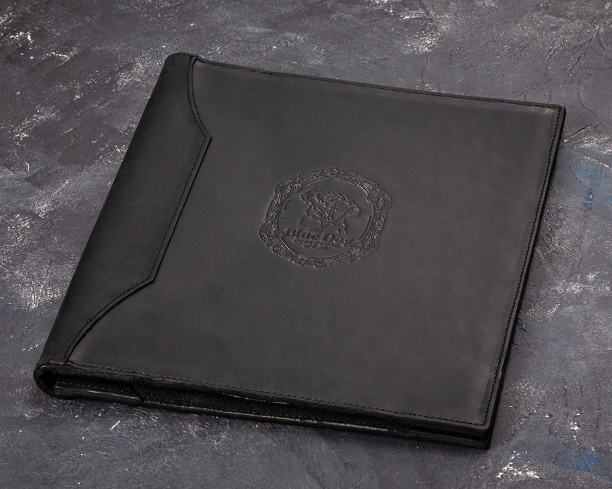 Leather menu folio book 8.5x11 or custom, personalize restaurant menu cover ring binder or fixing with corners, restaurant menu holder logo