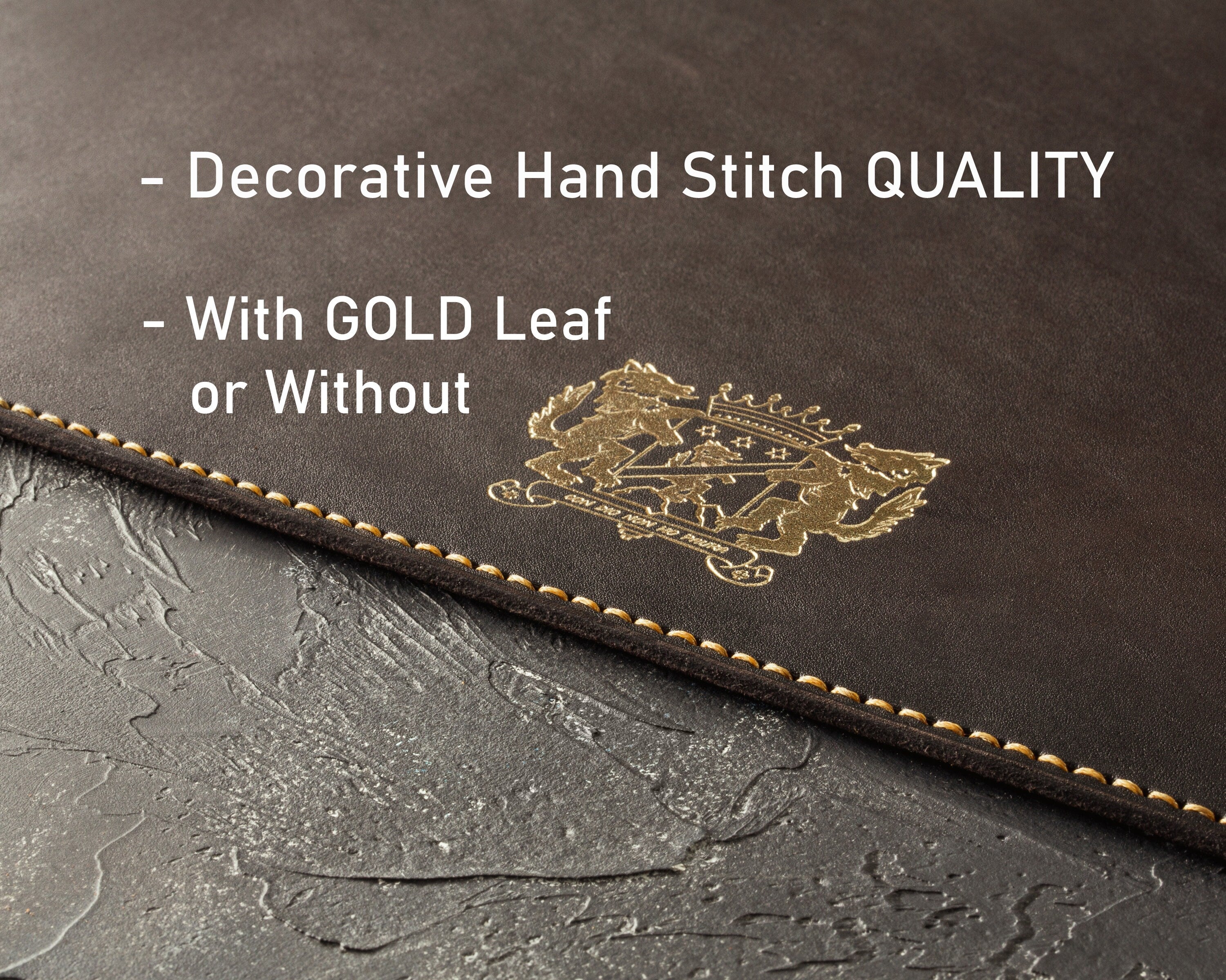 Handcrafted Leather Placemats with Contrast Stitch & Gold Logo