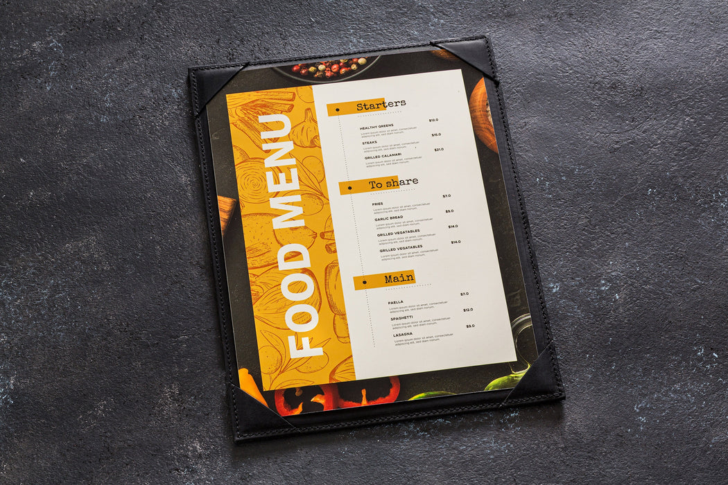 Single leatherette menu holders for 8_5 x 11 in, leather menu board for restaurant * cafe * bar leather clipboard menu holder custom menu
