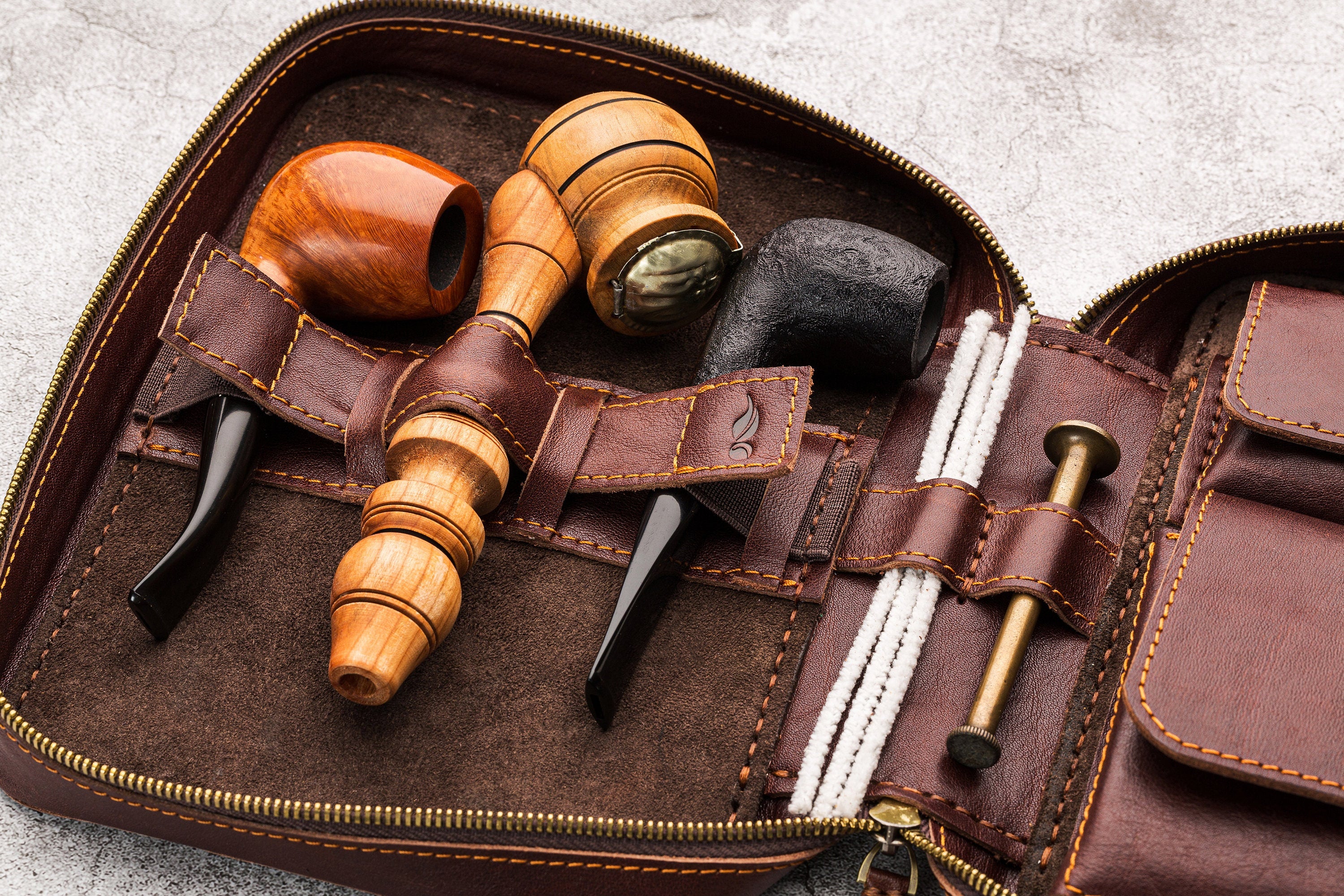 Personalized leather pipe pouch, <Mureli> piping bag, travel tobacco pouch for full smoking set * smokers gift * smoker accessories
