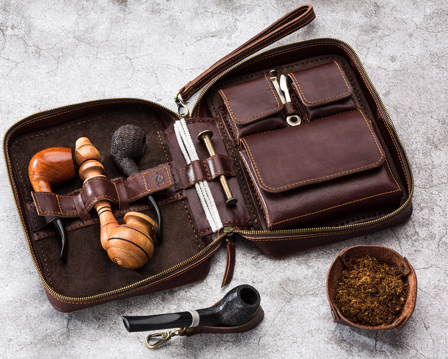 Personalized leather pipe pouch, <Mureli> piping bag, travel tobacco pouch for full smoking set * smokers gift * smoker accessories