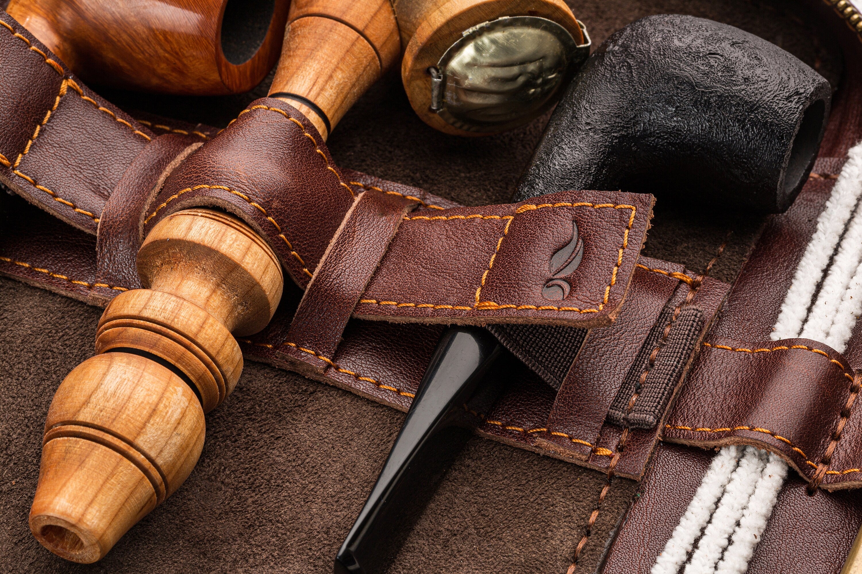 Personalized leather pipe pouch, <Mureli> piping bag, travel tobacco pouch for full smoking set * smokers gift * smoker accessories
